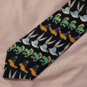 Official Looney Tunes Silk Tie with Bugs Bunny Daffy Duck Martian
